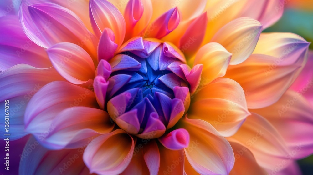 Fototapeta premium Close-up View of a Multicolored Dahlia Flower