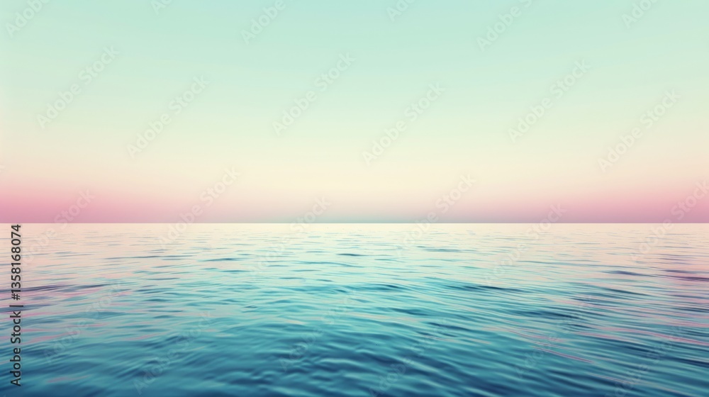 Obraz premium Pastel Ocean Serenity: Calm Water Waves And A Dreamy Sky