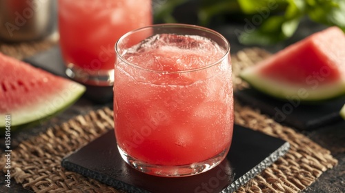 Wallpaper Mural Refreshing Watermelon Drink with Ice in Glass Torontodigital.ca