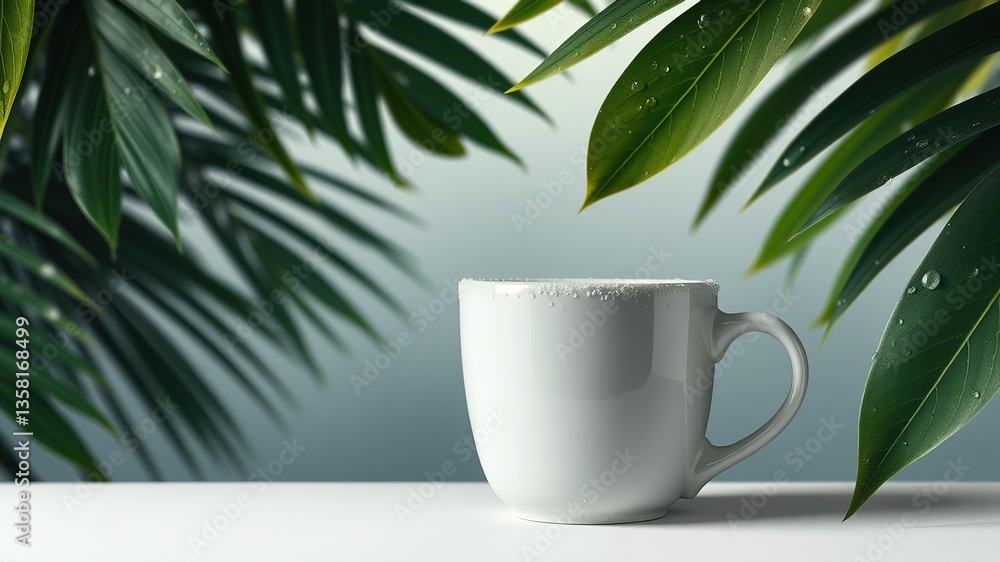 Frosted Cat Mug, Tropical Canopy & Horizon Frosted Cat Mug, Tropical Canopy & Horizon