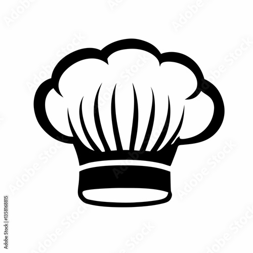 Chef hat icon. Minimalist black vector of chef’s toque, curved outline. Clean bold look. Concept: culinary school branding, food delivery apps, cooking classes.