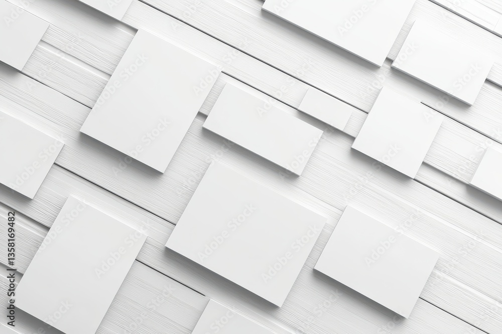 White Mockup Cards on Wood Minimalist Design Background. White Mockup Cards on Wood Minimalist Design Background.
