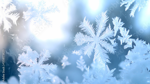 Wallpaper Mural Delicate snowflakes on frosty glass windowpane, whispered, light. Whispering Glass. Illustration Torontodigital.ca