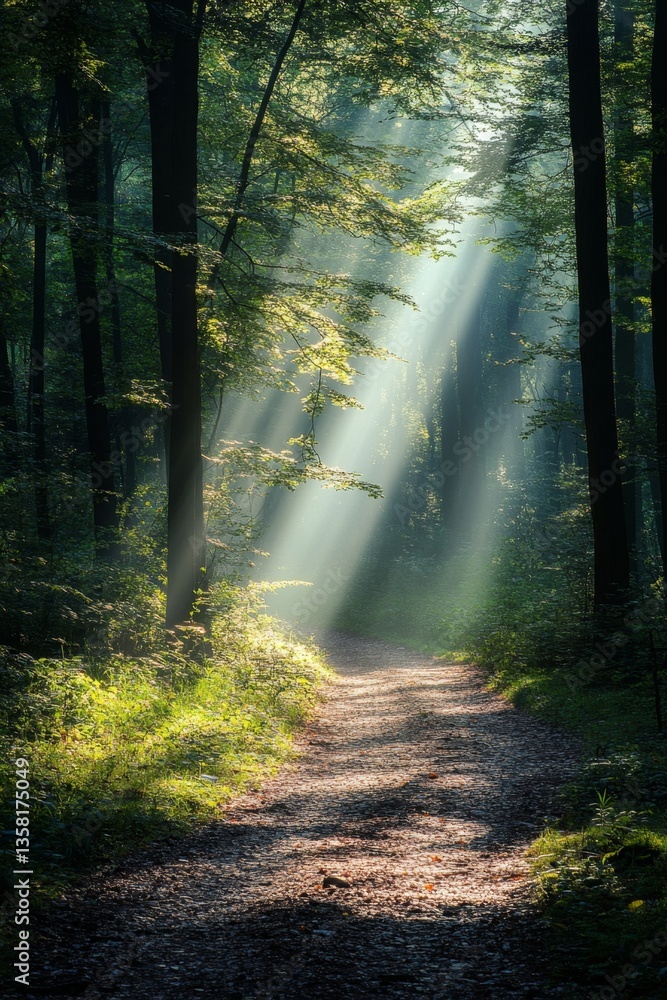 Fototapeta premium Sunbeams in Forest Path