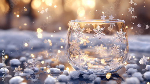 Wallpaper Mural Tiny snowflakes dance around a delicate glass vessel, gentle, peaceful, glass. Whispering Glass. Illustration Torontodigital.ca