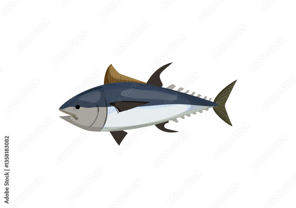 Vector illustration of a bluefin tuna fish. Vector illustration of a bluefin tuna fish.