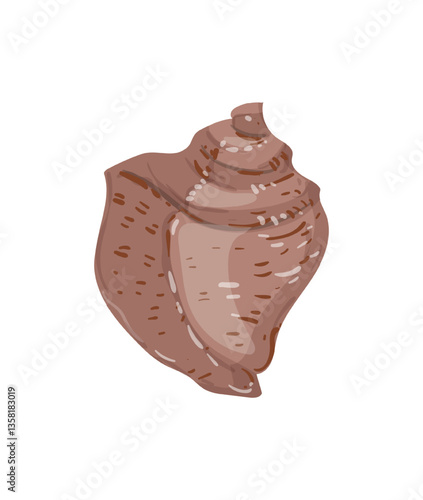Vector illustration of a brown conch shell.