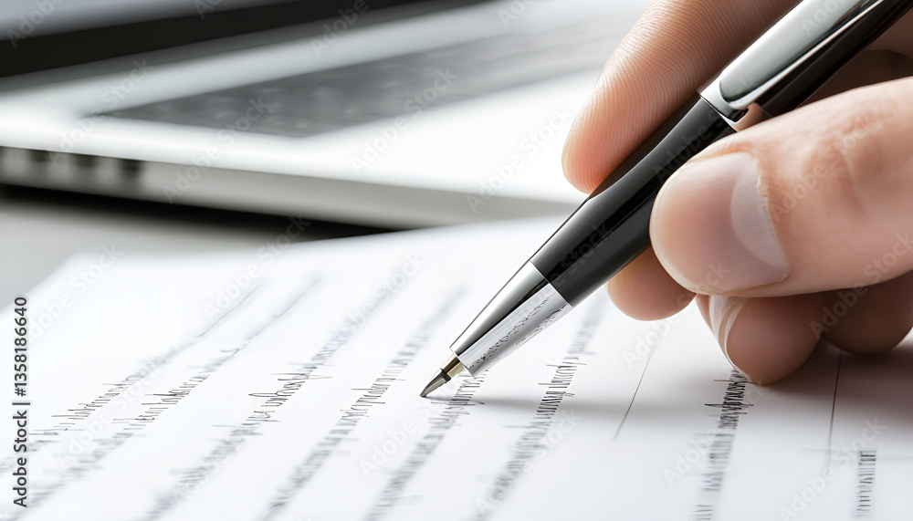 Close-up of businessman signing document with pen in office setting. concept of professional agreement, financial services, contractual obligations Close-up of businessman signing document with pen in office setting. concept of professional agreement, financial services, contractual obligations