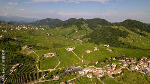 Famous Prosecco Hills in Veneto wine region. The DOCG Cartizze Hills. The Cartizze area is located in the municipality of Valdobbiadene (Treviso, Italy).