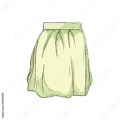 Light Green Flared Skirt Drawing