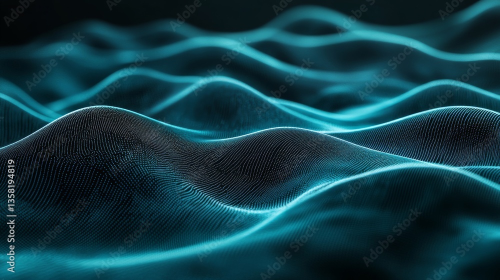 Obraz premium Abstract Blue Particle Waves Digital Background