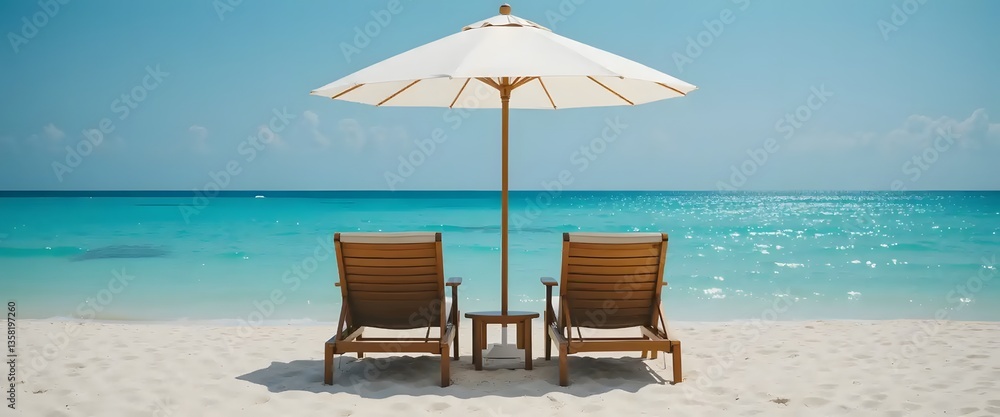 Obraz premium lounge chairs on the beach