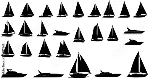 set of Sail boat icon. Ship icon. Flat vector illustration.
