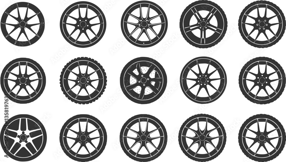 set of Car wheel icon set. Vector illustration.
set of Car wheel icon set. Vector illustration.