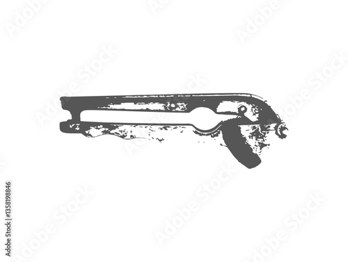 A detailed vector illustration of a garlic press for crushing garlic cloves.