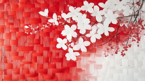 Red And White Abstract Floral Painting