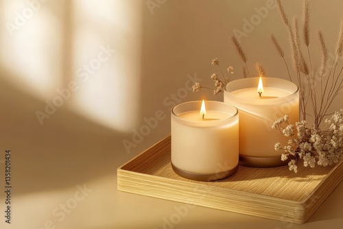 Wallpaper Mural Cozy Autumn Candles Warm Light  Dried Flowers. Torontodigital.ca