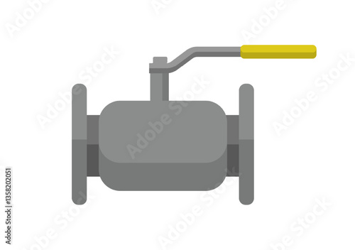 Vector illustration of a gray spherical water valve. The valve is designed for efficient water flow control.