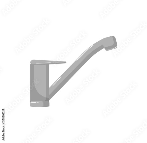 Vector illustration of a gray angled sink faucet. The faucet is designed for specific sink configurations.