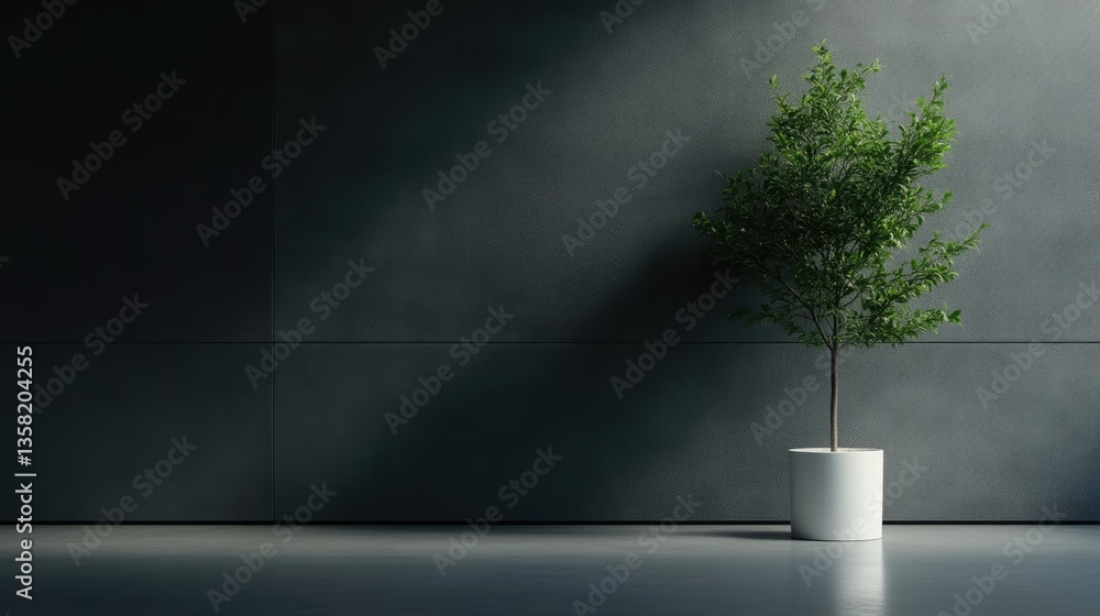Obraz premium Minimalist modern interior with potted plant