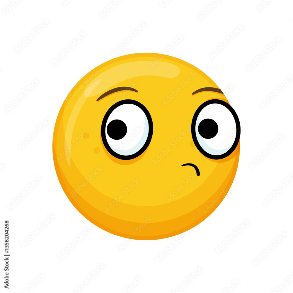 Vector illustration of a yellow emoticon with a confused expression and large eyes. Vector illustration of a yellow emoticon with a confused expression and large eyes.