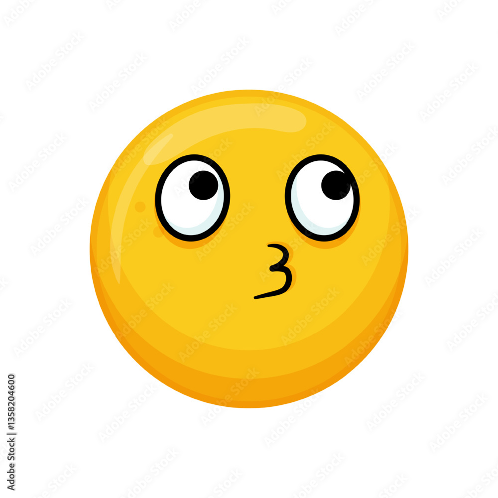 Vector illustration of a yellow emoticon with a kissing expression, puckered lips and large eyes. Vector illustration of a yellow emoticon with a kissing expression, puckered lips and large eyes.
