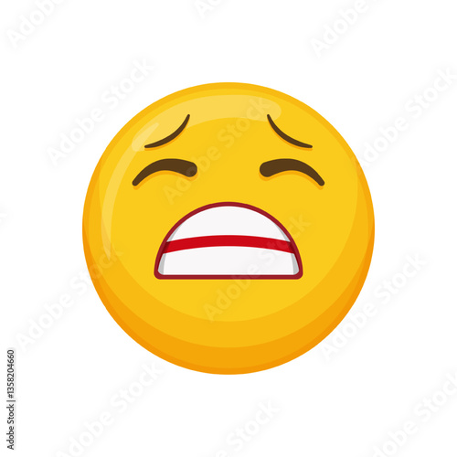 Vector illustration of a yellow emoticon with a disappointed expression and an open mouth.