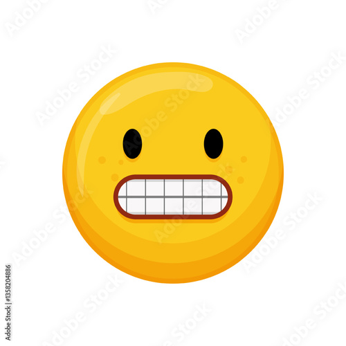 Vector illustration of a yellow emoticon with a grinning expression and teeth.