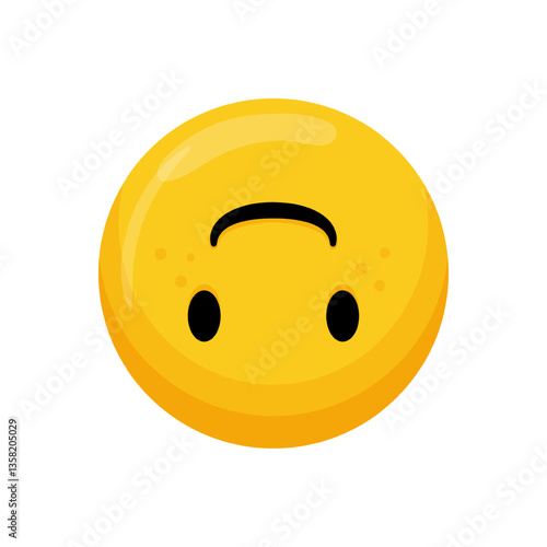 Vector illustration of a yellow emoticon with an upside down expression and a curved smile.