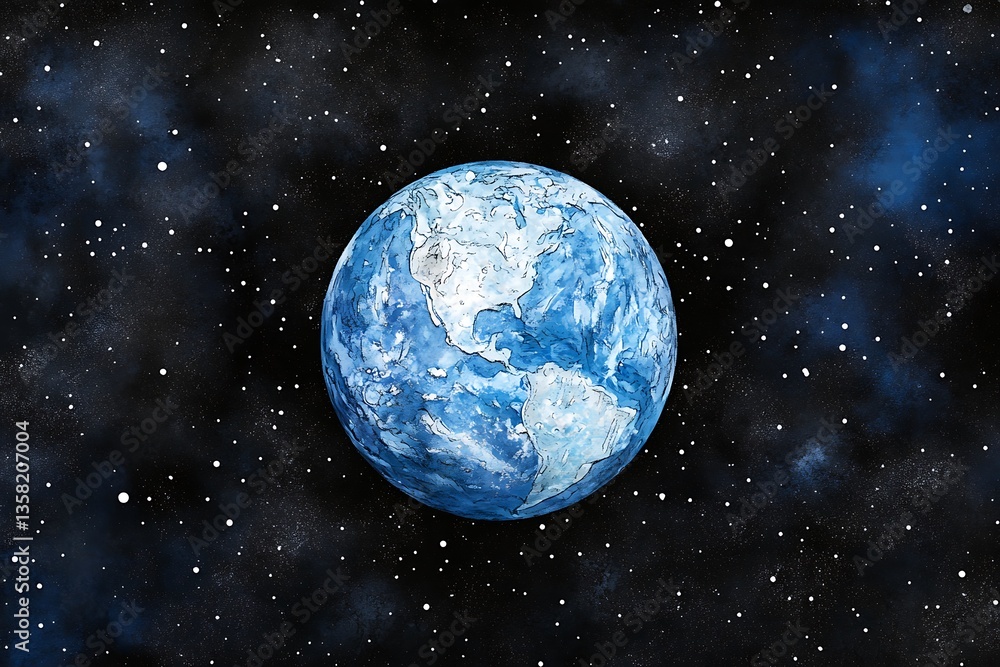 Fototapeta premium Earth Watercolor Space.