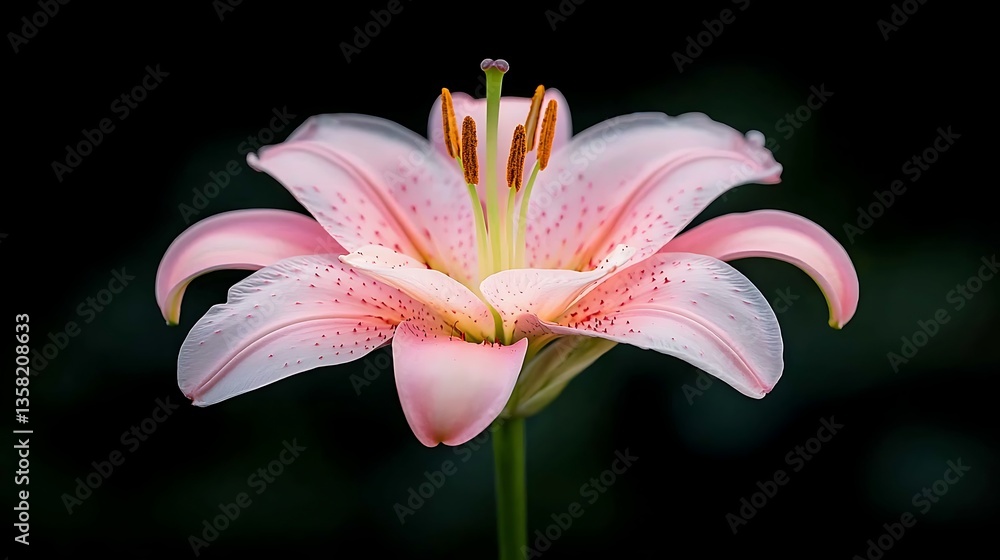 Fototapeta premium Pink Lily Bloom for Dark Background.