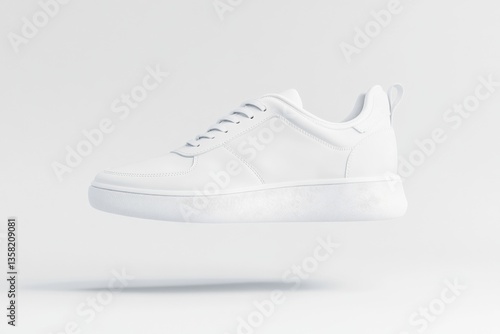 Minimalist white sneaker design mock up in fabric texture, side view for fashion and branding