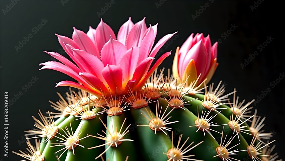 Stunning Pink Cactus Blossom Close Up Macro of Desert Plant Stunning Pink Cactus Blossom Close Up Macro of Desert Plant