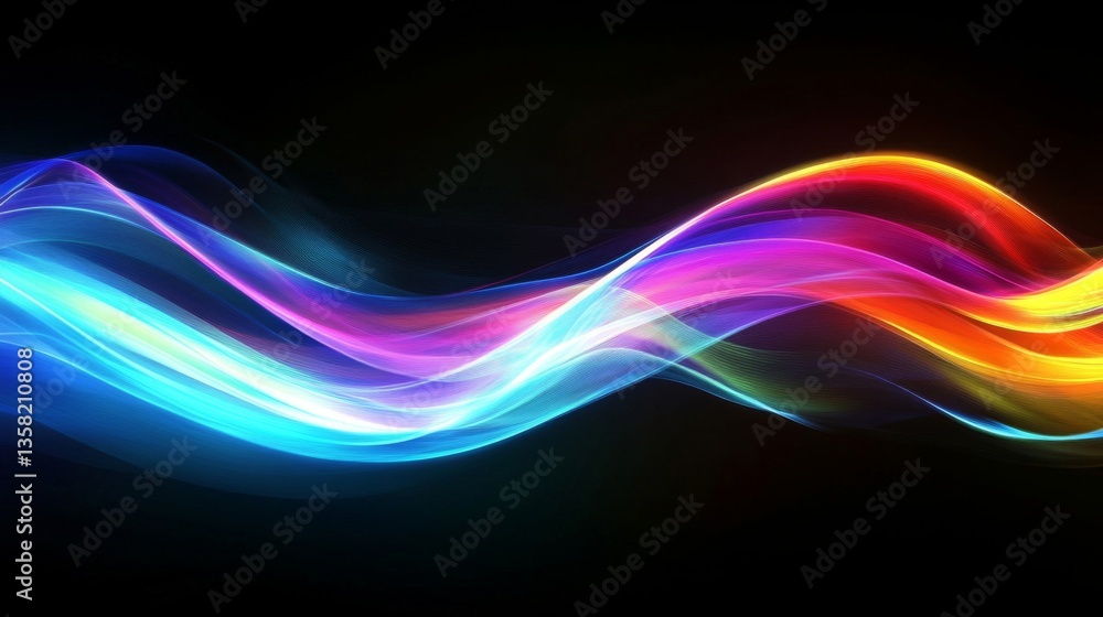 Abstract Colorful Glowing Wave on Black Background Abstract Colorful Glowing Wave on Black Background