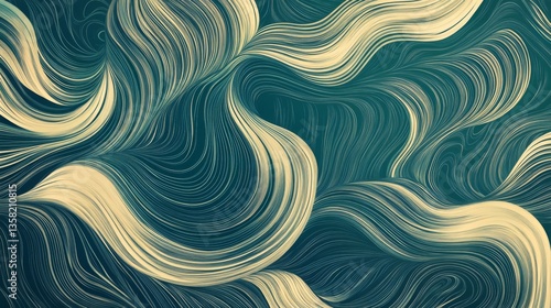 Abstract Teal and Gold Swirl Background Texture