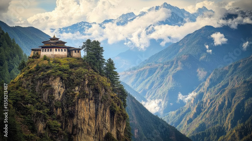 Wallpaper Mural Cultural and Historical Views Ancient Settlements and Villages: Some mountain views are made even more special by the presence of ancient villages, temples, or monasteries.  Torontodigital.ca