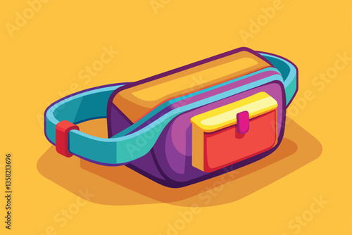 A vibrant isometric waist bag design showcases customization potential with diverse colors and styles, Waist bag Customizable Isometric Illustration