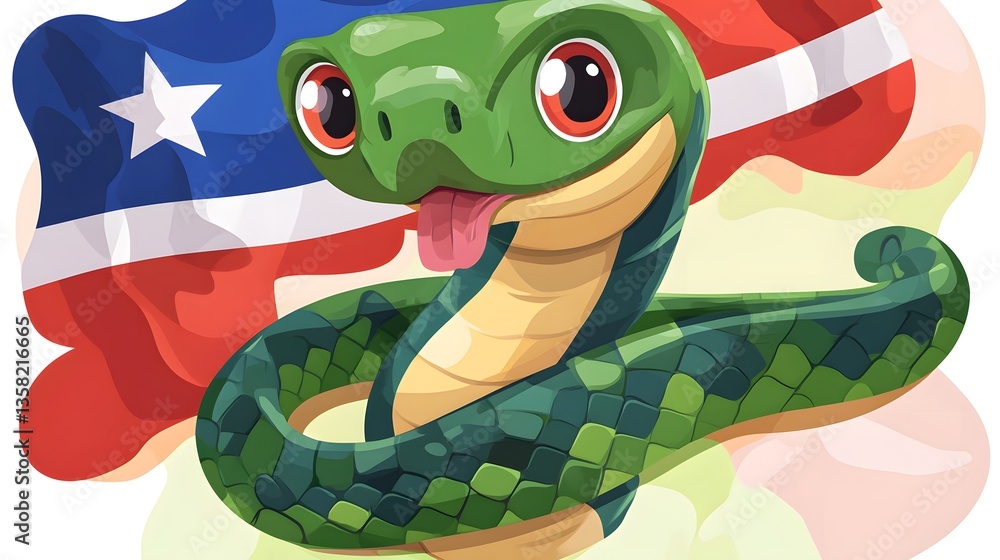 Fototapeta premium Martinique Snake Flag Emoji Cartoon Vector Illustration