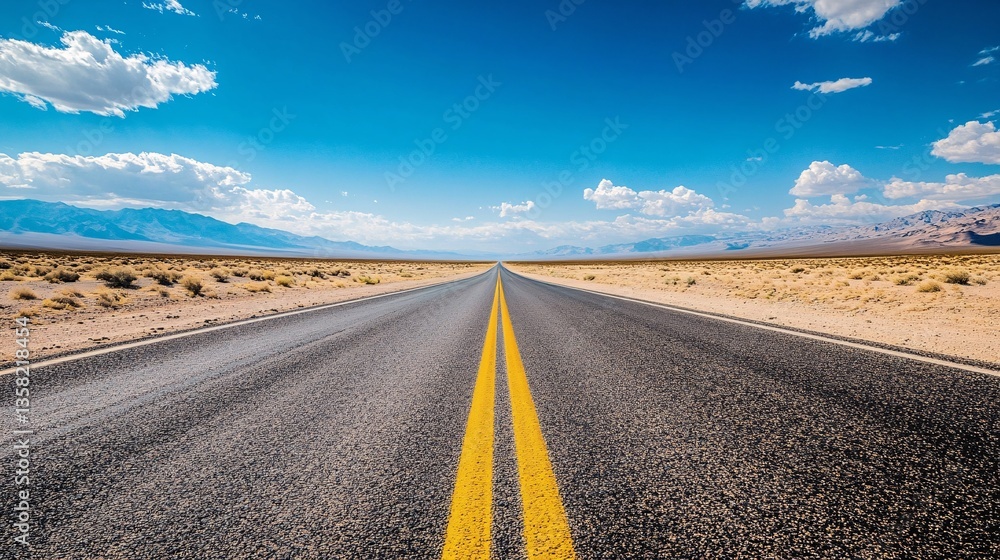 Naklejka premium Mirages Dancing on the Asphalt of a Desert Highway