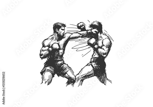 Mixed Martial Arts Fighter hand drawn sketch vector illustration