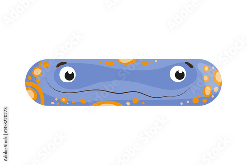 Vector illustration of a dash, hyphen, and minus sign, featuring a blue design with eye. The scene captures a playful monster dash.