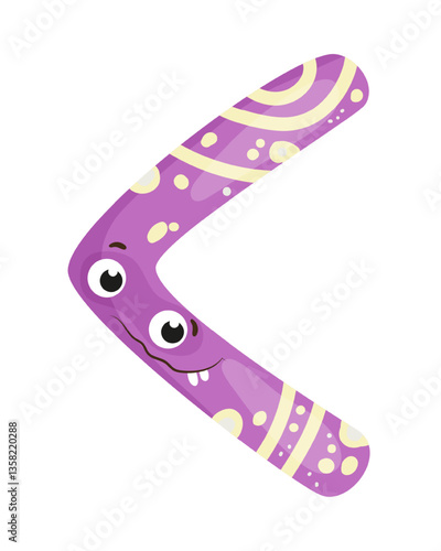 Vector illustration of a left angle bracket, featuring purple design with eye. The scene captures a playful monster left angle bracket.
