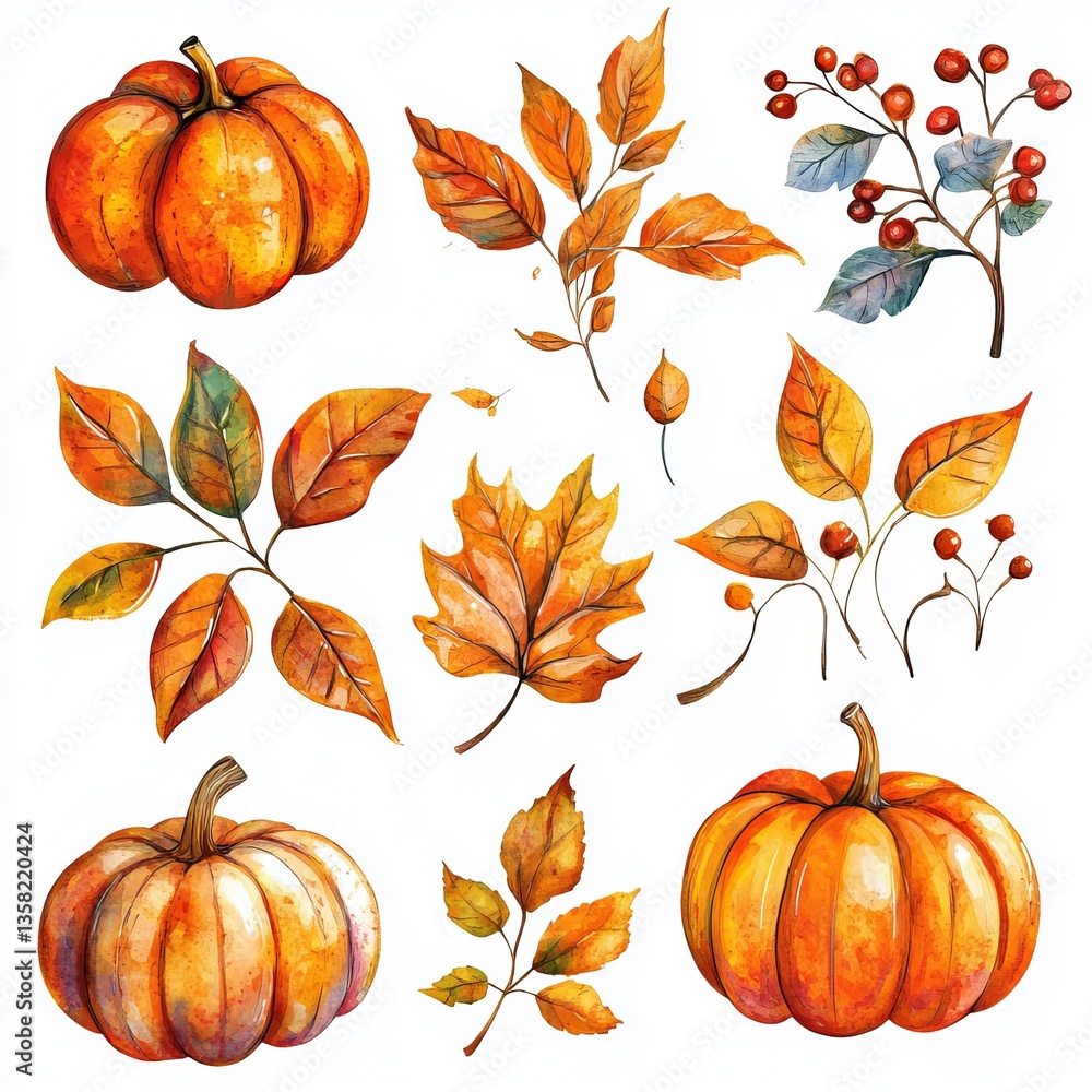 Naklejka premium seamless pattern with pumpkins and leaves