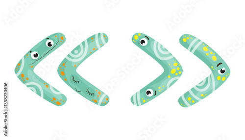 Vector illustration of quotation marks, featuring green design with eye. The scene captures playful monster quotation marks.