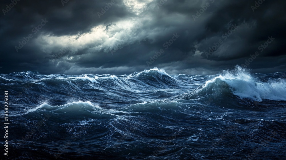 Fototapeta premium Dramatic Skies Over a Turbulent Sea with Whipping Winds