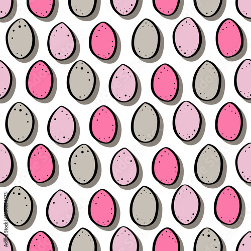 Obraz na płótnie Colorful easter eggs in horizontal rows spring season holiday vector seamless pattern isolated on white background w salonie