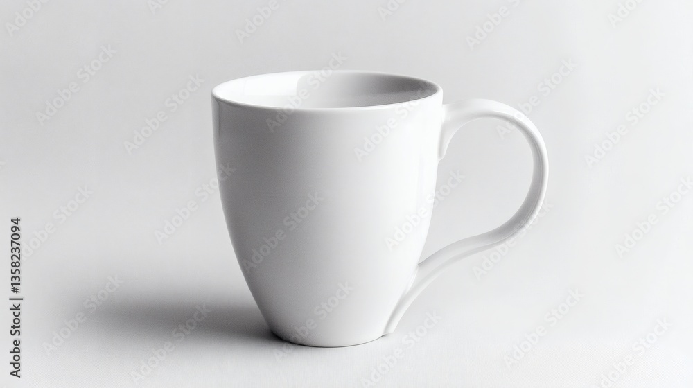 Elegant white mug on pristine background offering versatile usage showcase