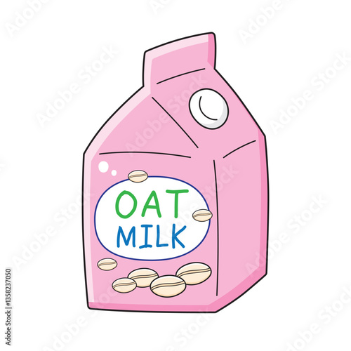 Pink oat milk carton isolated vector illustration