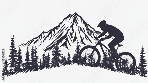 Creative vector representation of mountain biking culture in a logo format.