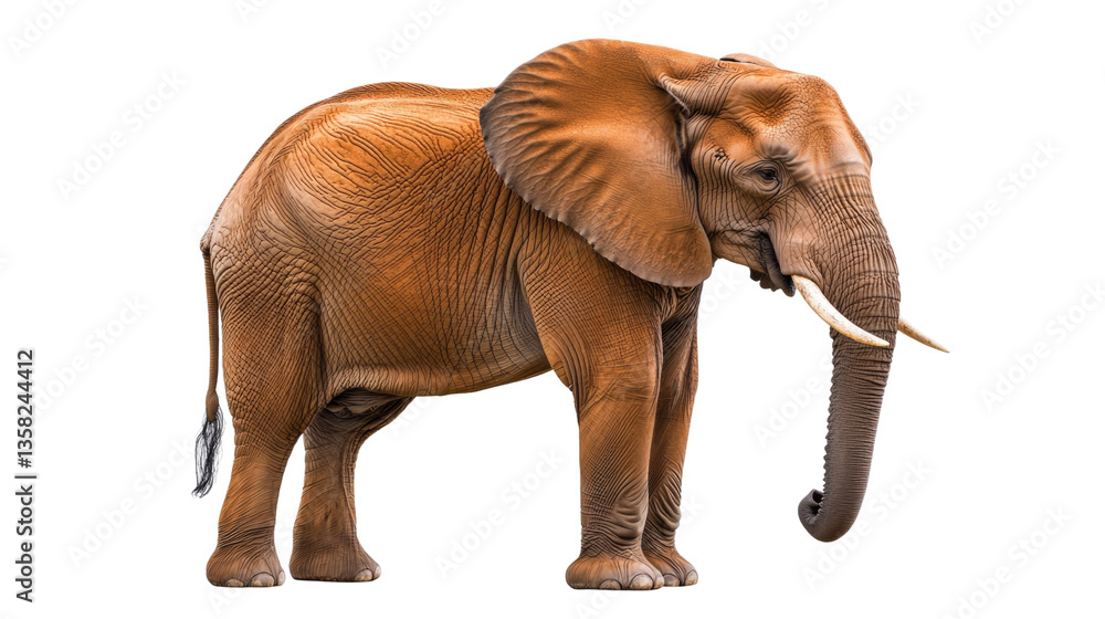 Fototapeta premium Majestic African Elephant Standing Gracefully with Detailed Textures and Natural Colors